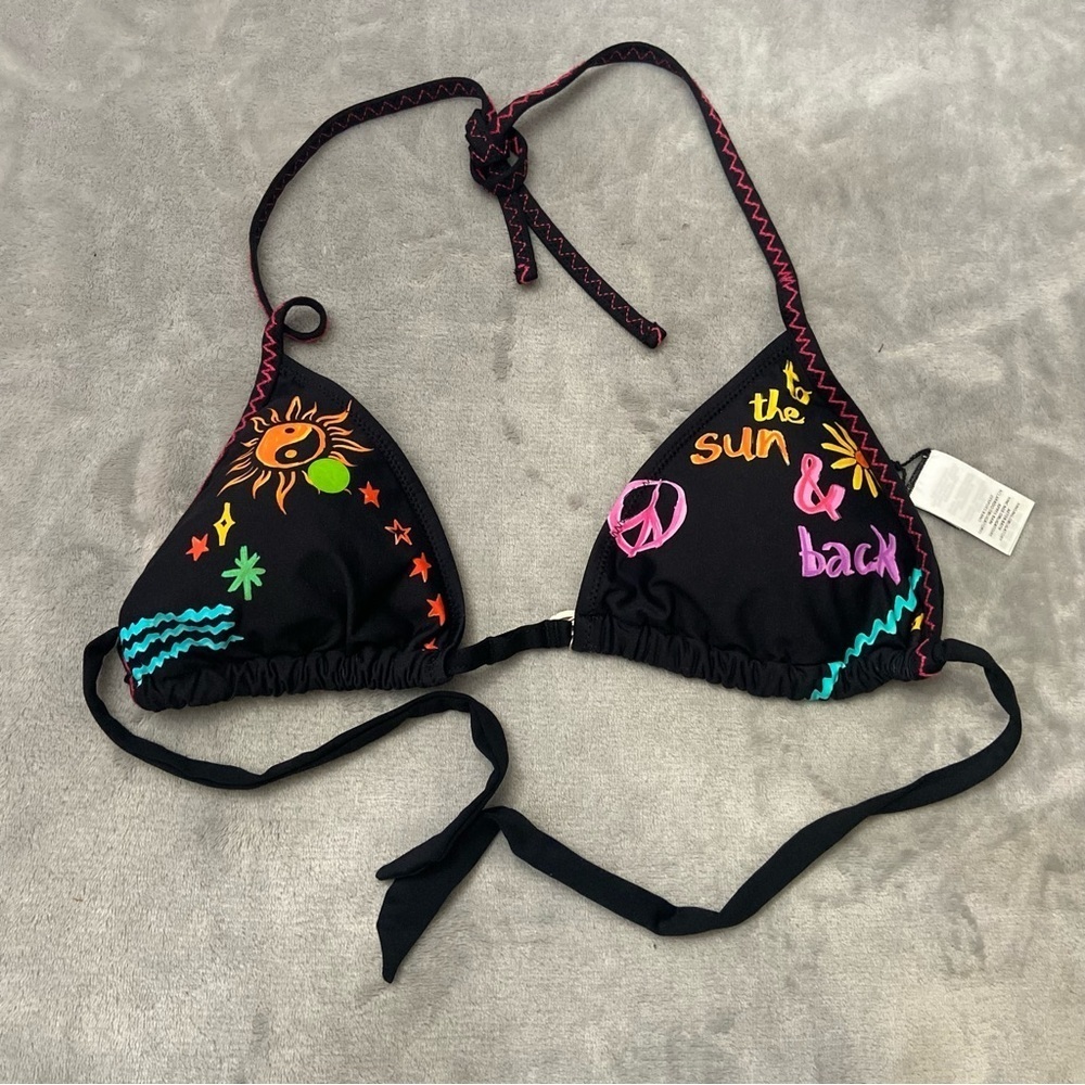 New! Banana Moon Black Kimo Stabilight Halter Swim Bikini Top 10778 - Picture 3 of 7
